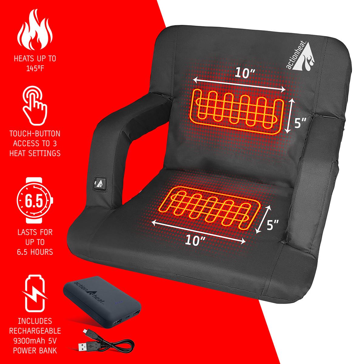 ActionHeat 5V Heated Folding Bleacher Seat - Battery