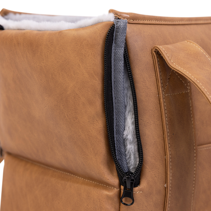 PupTote™ 3-en-1 Sac de transport pour chien en faux cuir 2.0 - Camel