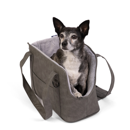 PupTote™ 3-in-1 Faux Leather Hundetragetasche 2.0 – Elegant Slate Grey