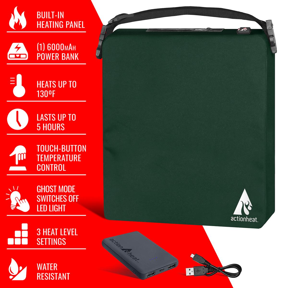 ActionHeat 5V Battery Heated Seat Cushion - Full Set