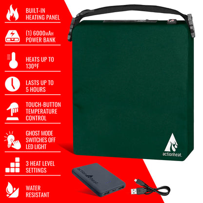 ActionHeat 5V Battery Heated Seat Cushion - Full Set