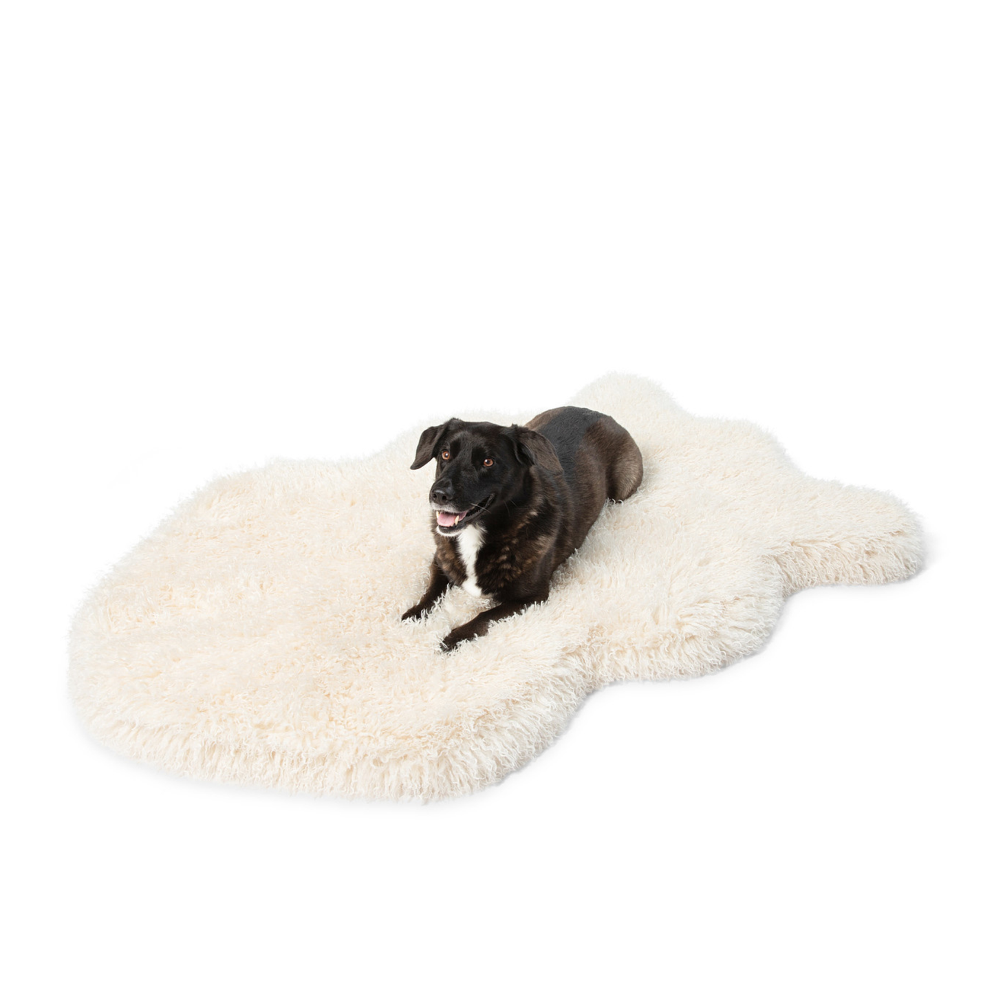PupRug® Luxe Faux Fur Orthopedic Hundebett – Weiches Schafsvlies in Elfenbeinoptik