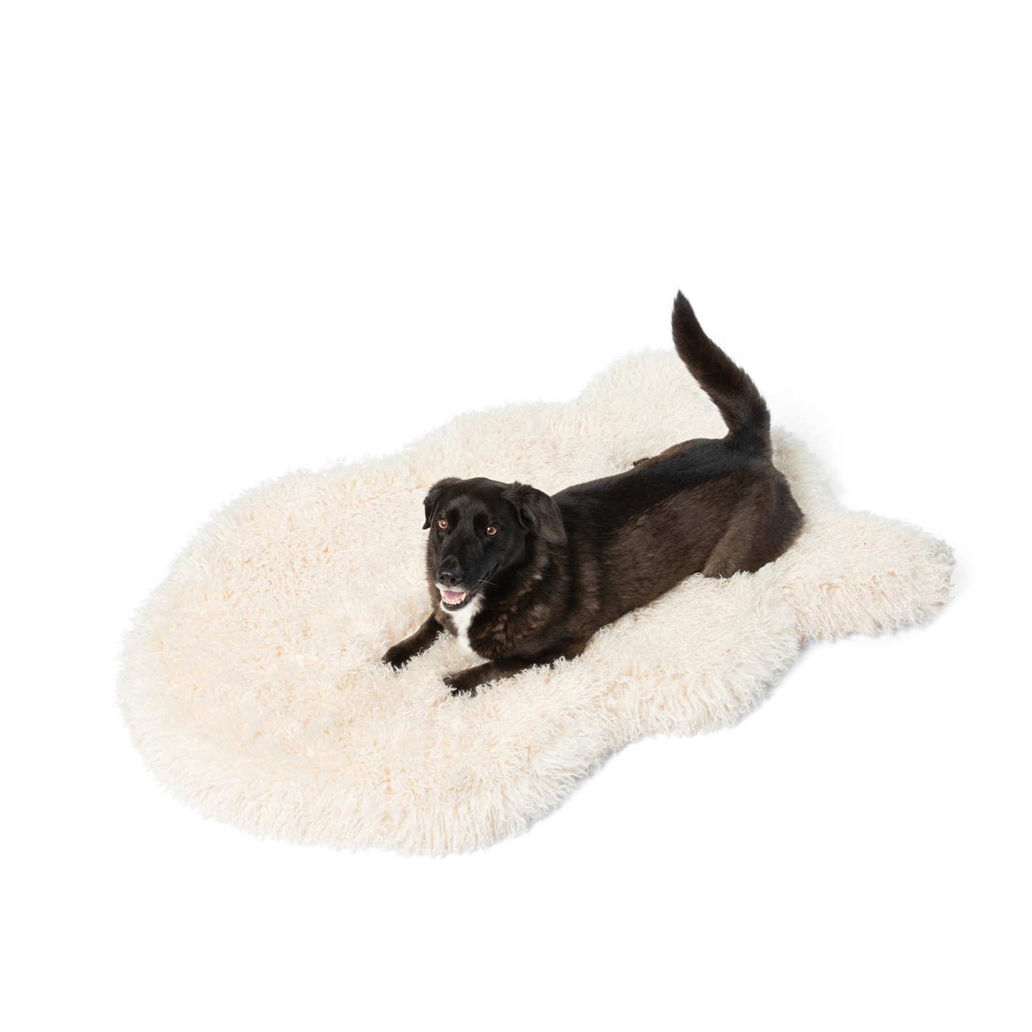 PupRug® Luxe Faux Fur Orthopedic Hundebett – Weiches Schafsvlies in Elfenbeinoptik