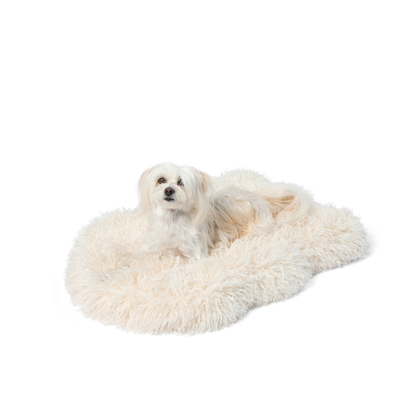 PupRug® Luxe Faux Fur Orthopedic Hundebett – Weiches Schafsvlies in Elfenbeinoptik