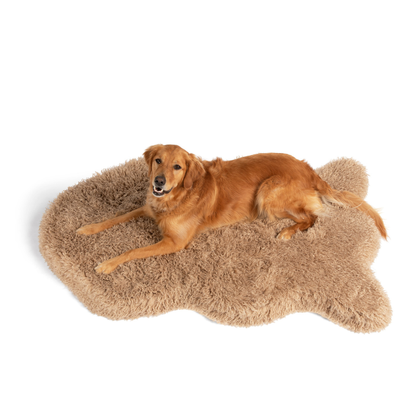 PupRug® Luxe Faux Fur Orthopädisches Hundebett – Weiche Schaffel-Fell-Optik in Tan